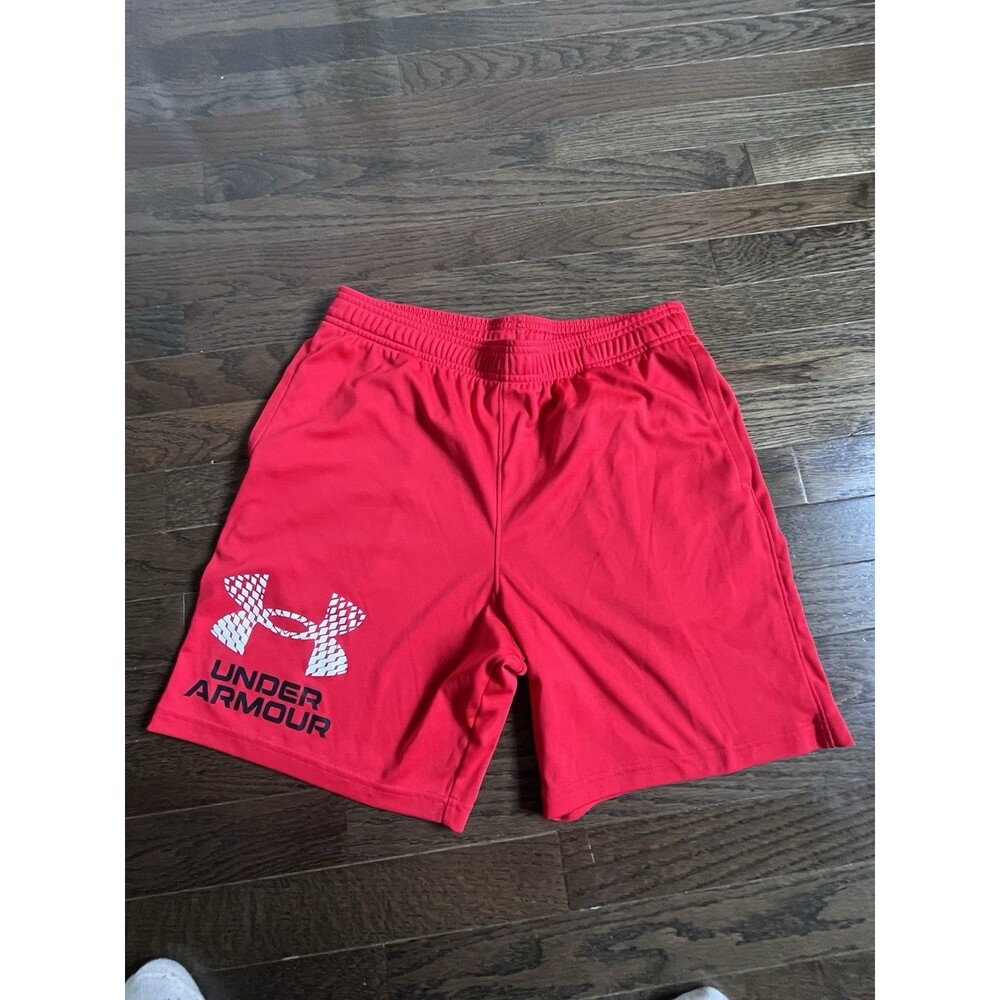 Under Armour Basketball Shorts Boys Sz XL Youth Red Loose Athletic Workout